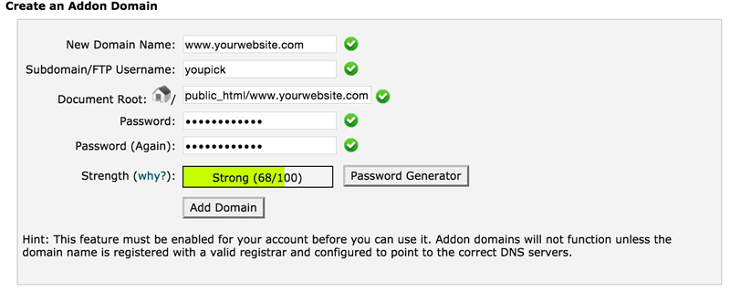 how to add a domain