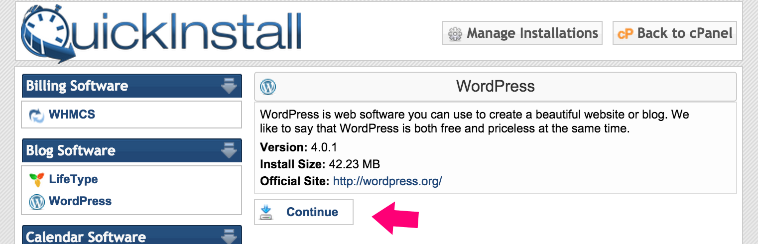 install wordpress to your new blog